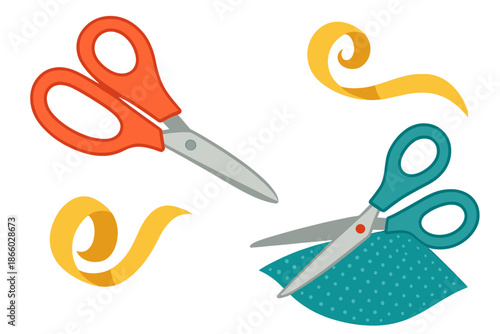 Scissors cutting paper with glowing effect