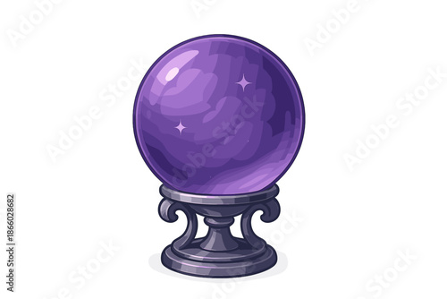 Mystical Purple Crystal Ball on Pedestal