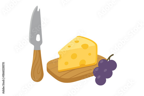 Gourmet Cheese and Grapes Still Life