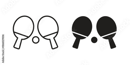 Ping pong icons collection. Line vector sign, symbol for web and mobile