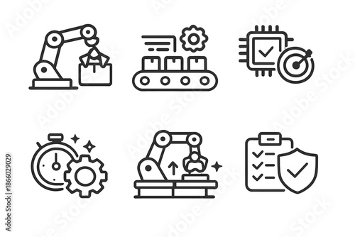 Industrial automation icons set