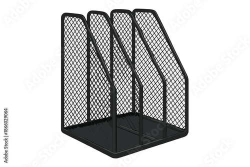 Black mesh desk organizer with four compartments