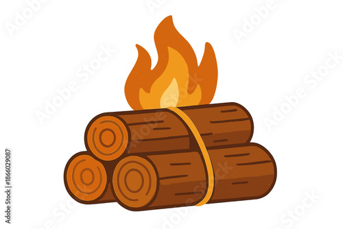 Campfire with Logs Tied Together