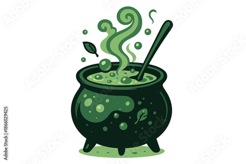Halloween Witch Cauldron Brewing Potion
