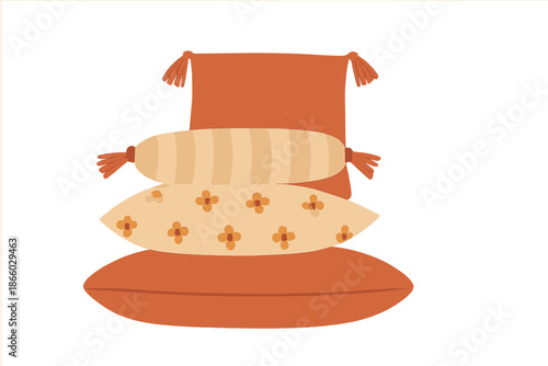 Stack of colorful decorative pillows