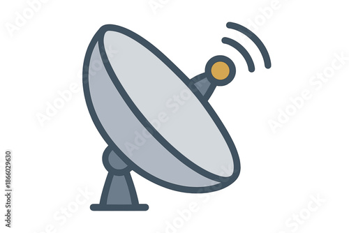 Satellite dish with signal waves