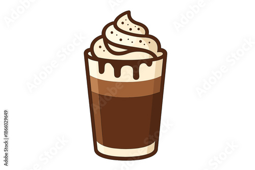Stylized Glass of Chocolate Drink with Whipped Cream