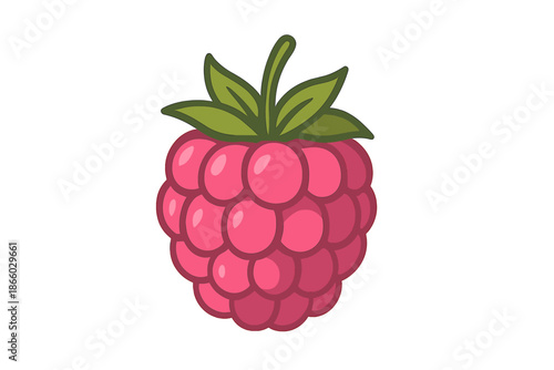 Stylized Raspberry with Glowing Effect on Green Background