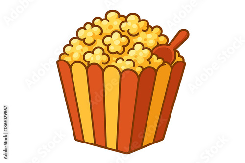 Cartoon popcorn bucket with scoop