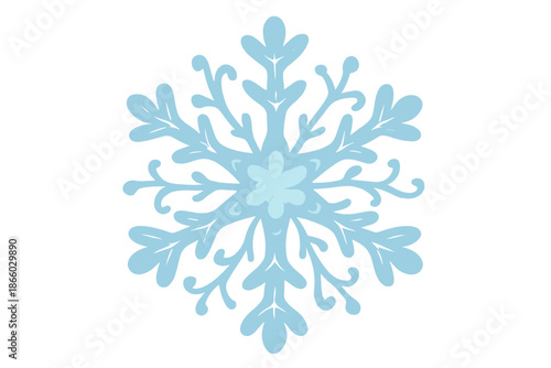 Glowy Blue Snowflake on Gray Gradient Background