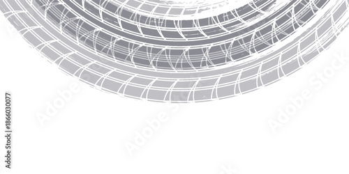 Tire track. Car, bike, motorcycle tyre mark with grunge effect isolated on white background.