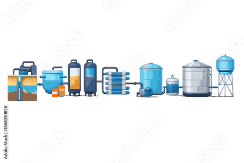 Water purification plant diagram