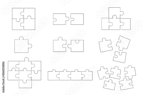 Jigsaw Puzzle Pieces on Gradient Background