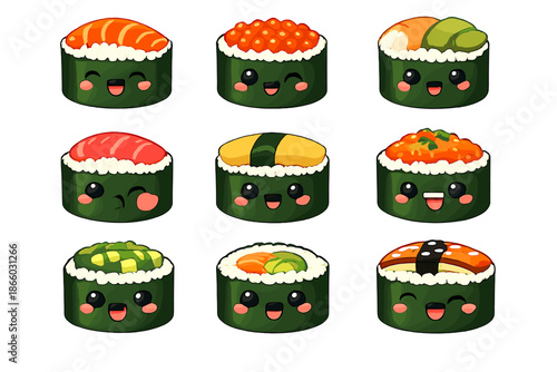 Cute Sushi Characters with Funny Faces