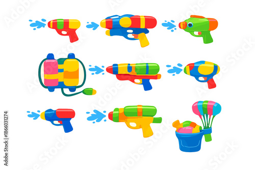 Wallpaper Mural Colorful Water Guns and Bucket with Parachute Torontodigital.ca