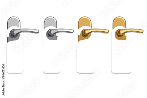 Set of door hangers on door knobs, silver and gold