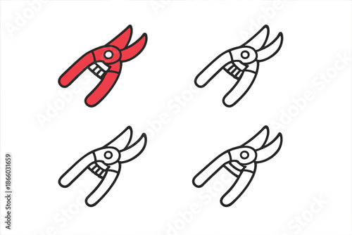 Set of Four Garden Secateurs Icons