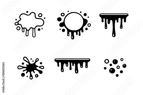 Abstract dripping liquid blobs with shadows