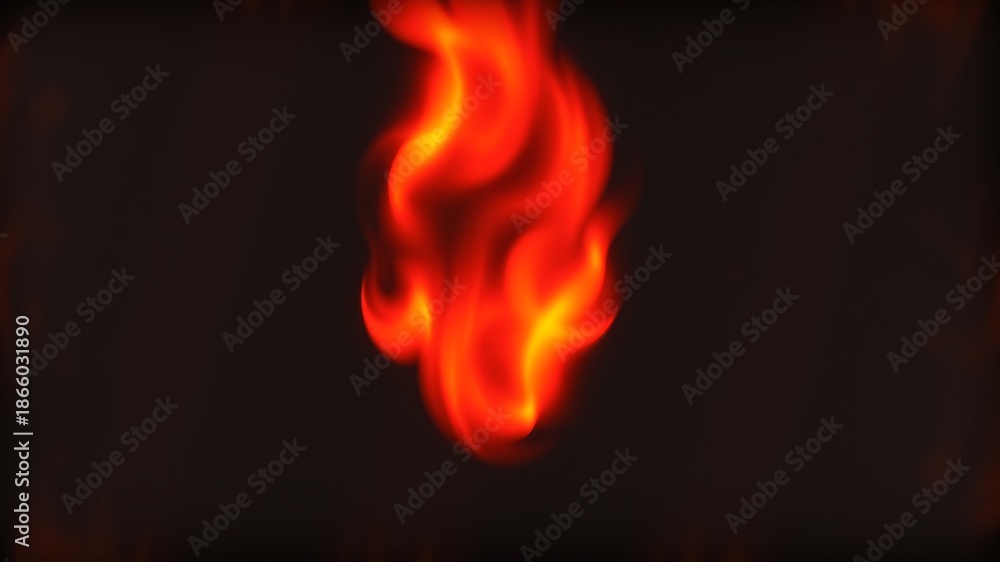 Fototapeta premium Vivid orange and yellow flames dancing against a dark background fire burning
