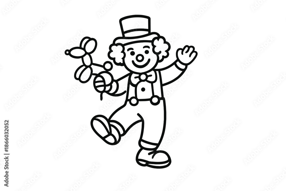 Fototapeta premium Clown with balloon animal illustration