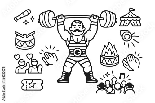 Circus Strongman Lifting Weights