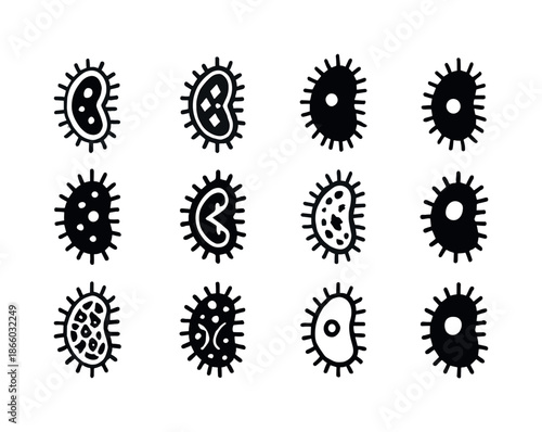 Microorganism Logo Variations. Microorganism. Icon set. Set Logo of Microorganism: ciliate protozoa. harmonious logo variations of the same emblematic concept,