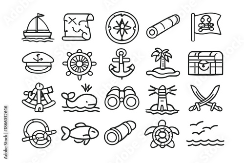 Nautical and Pirate Icons Set