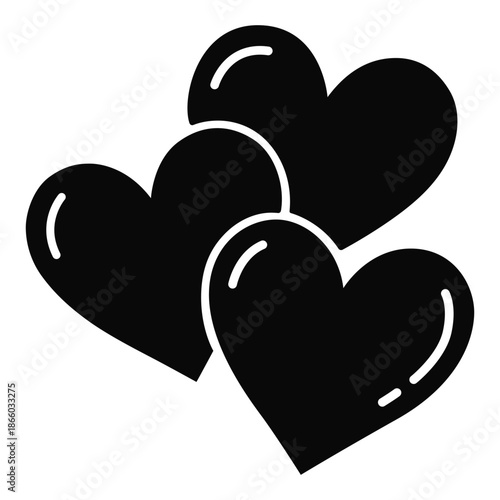 Black Heart Silhouette Love Icon Set Isolated on White Background