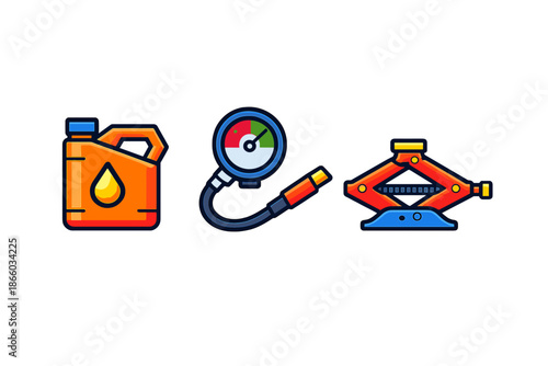 Car emergency kit icons