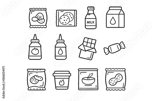 Food Icons Pack on Yellow Background