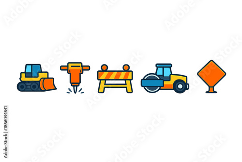 Construction Icons with Subtle Glow