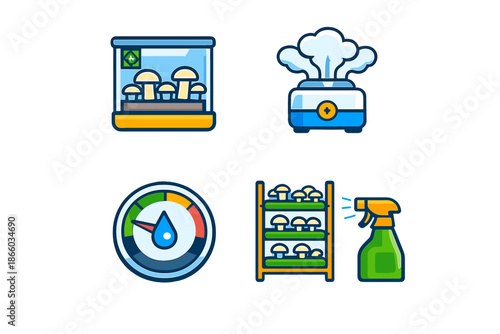 Mushroom cultivation icons