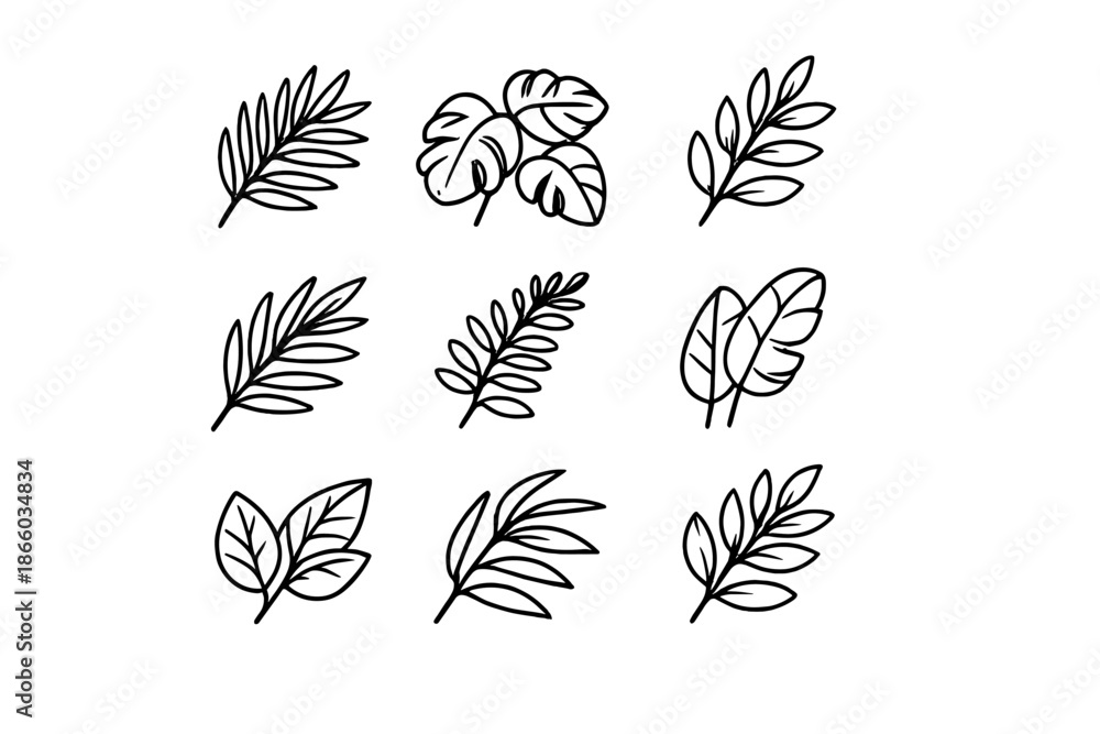 Obraz premium Monochromatic Leaf Icons Set