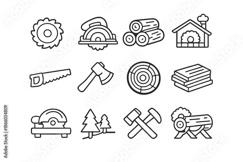 Woodworking and Lumber Icons Collection