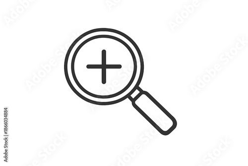 Zoom in magnifying glass icon with plus symbol