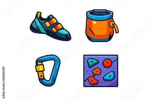 Climbing Gear Icons Set