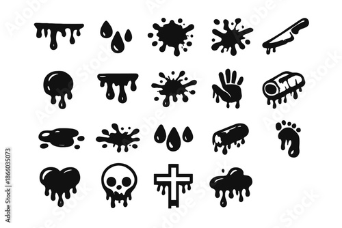 Collection of horror-themed dripping icons