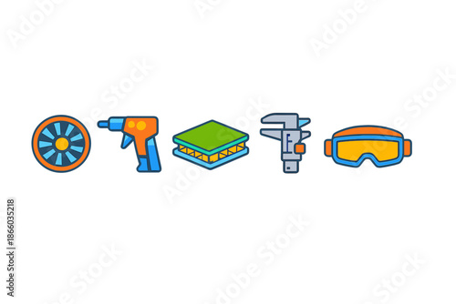 Set of engineering and industrial icons