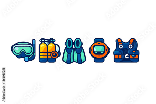 Scuba Diving Equipment Icons