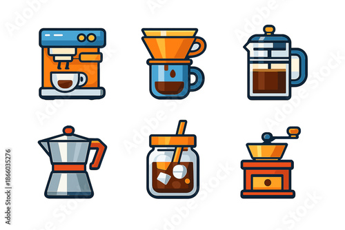 Coffee Brewing Icons Set