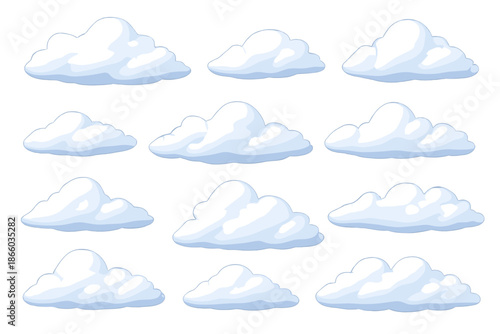 Stylized Clouds with Glowing Edges on a Gradient Background