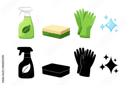 Eco-friendly cleaning supplies and sparkling results