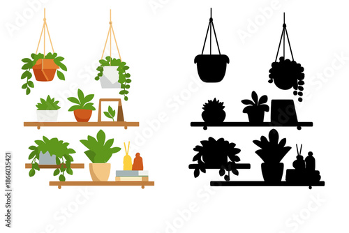 Cozy Indoor Plant Shelf with Hanging Planters