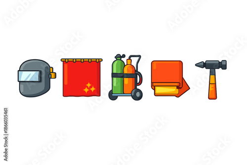 Welding Equipment Icons Set