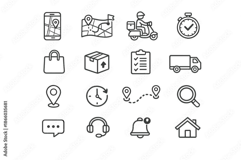 Fototapeta premium Delivery and logistics icons set