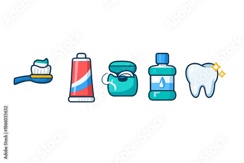 Dental hygiene icons set