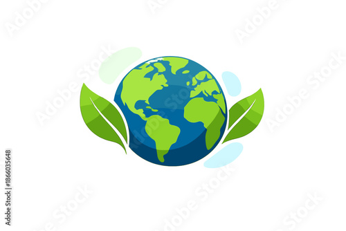 Earth surrounded by leaves and light