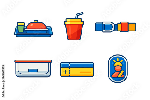 Set of airplane service icons