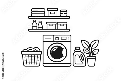 Laundry room flat illustration