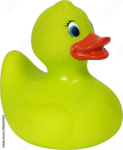 Obraz na plátně Green rubber duck isolated on white background